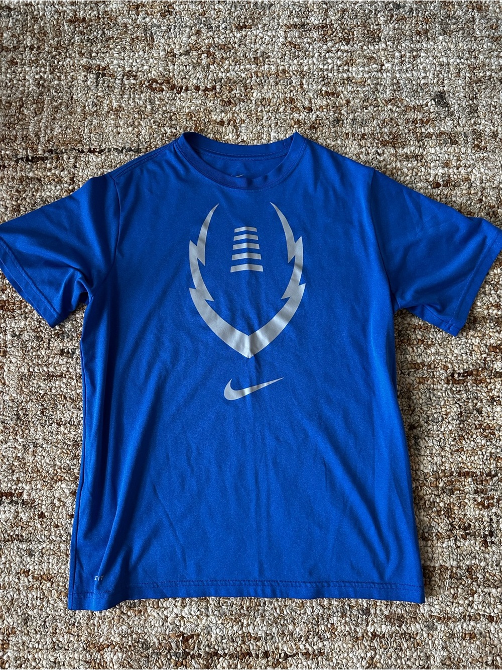 Nike Blue Dri-FIT Graphic Tee with Silver Logo